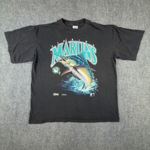 Vintage 1992 Florida Marlins Salem Sportswear T-Shirt Black XL Single Stitch USA